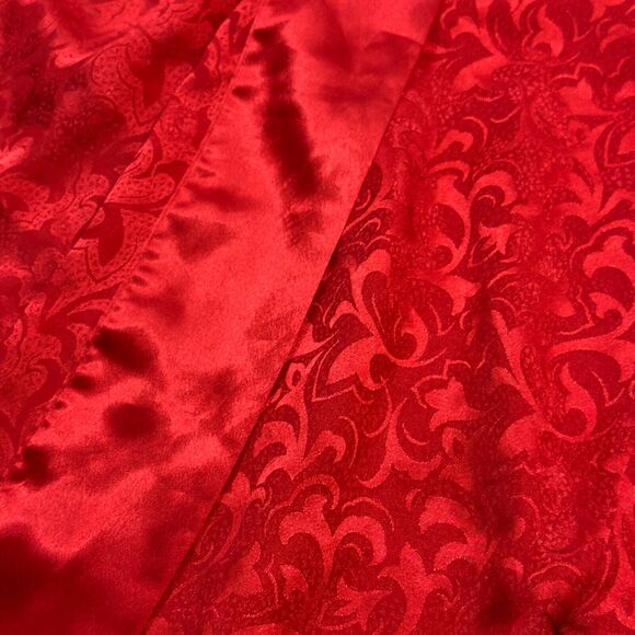 Victoria's Secret Robe Women One Size Red Satin Jacquard Print Casual Open Front - Picture 4 of 9